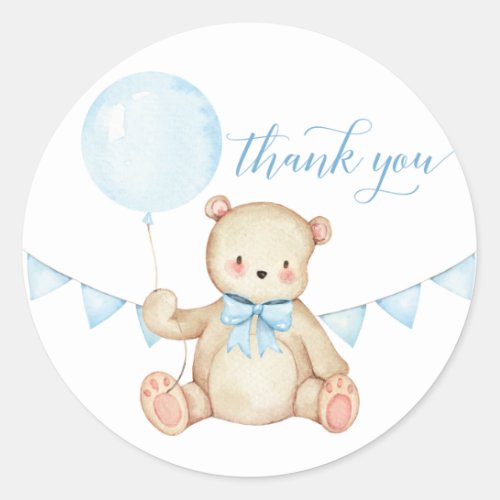 Teddy Bear Boy Baby Shower Favor Sticker