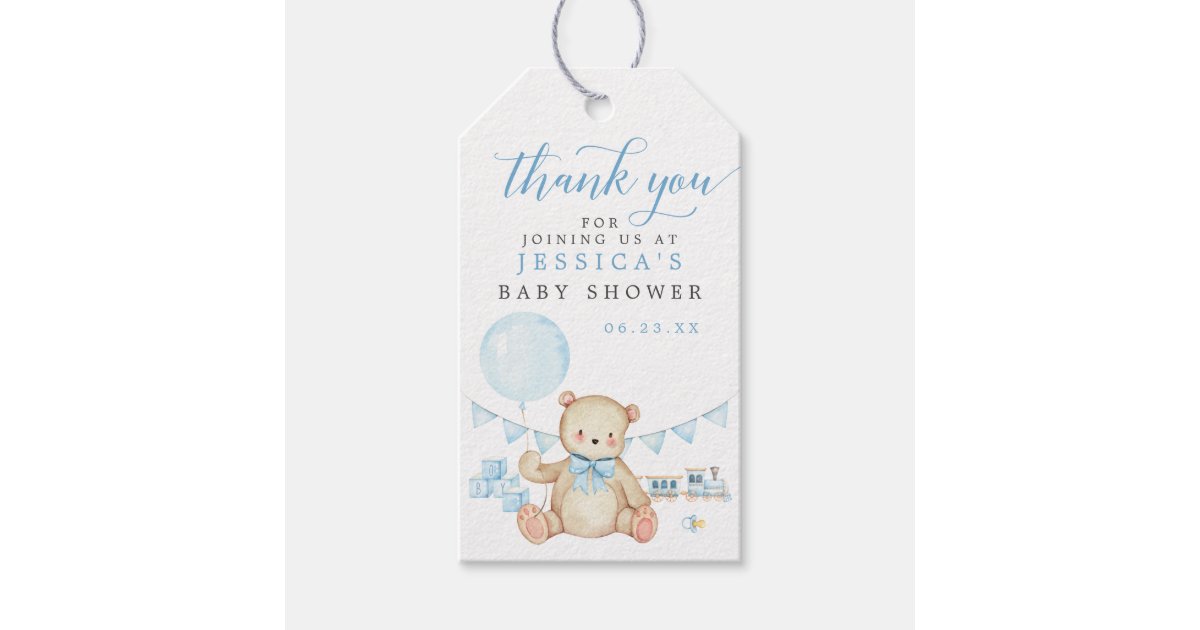 Teddy Bear Boy Baby Shower Favor Tag | Zazzle