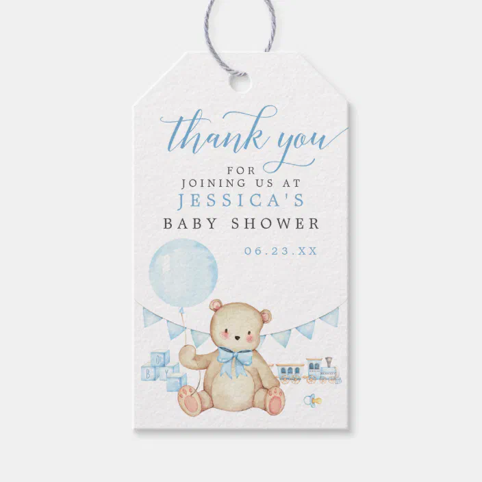 Teddy Bear Boy Baby Shower Favor Tag Zazzle Com