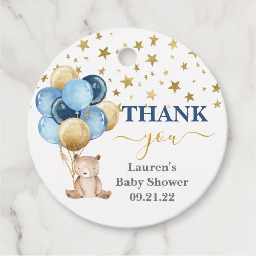 Teddy Bear Boy Baby Shower Favor Tags