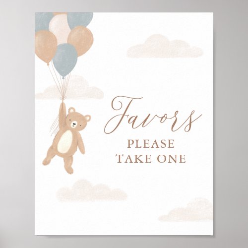 Teddy Bear Boy Baby Shower Favors Sign