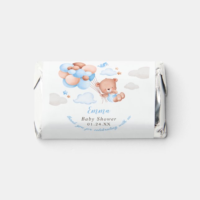 Teddy Bear Boy Baby Shower Hershey's Miniatures (Front)
