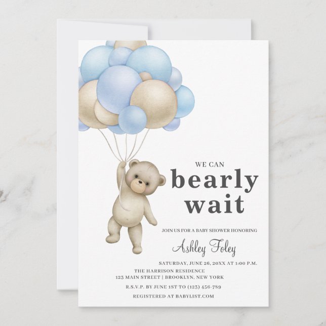 Teddy Bear Boy Baby Shower Invitation (Front)
