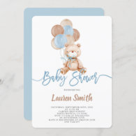 Teddy Bear Boy Baby Shower Invitation