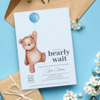 Teddy Bear Boy Baby Shower Invitation