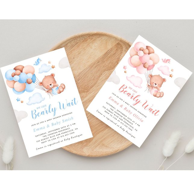 Teddy Bear Boy Baby Shower Invitation (Creator Uploaded)