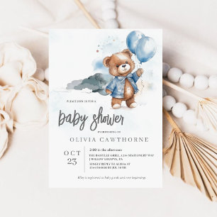 Teddy Bear Boy Baby Shower Invitation