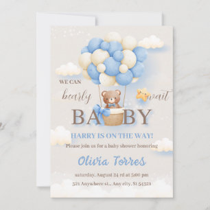 Teddy Bear Boy Baby Shower  Invitation