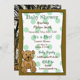 Teddy Bear Boy Baby Shower Invitations