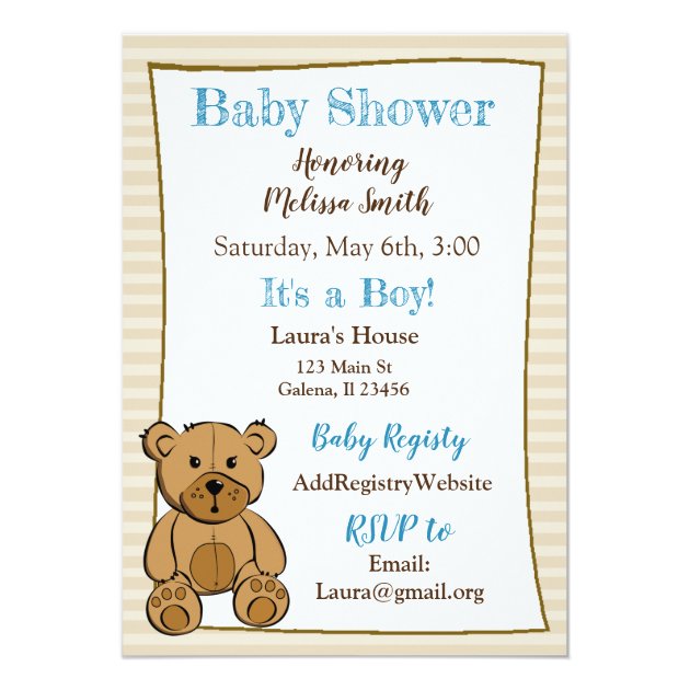 teddy bear themed baby shower invitations