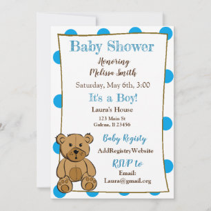 Teddy Bear Boy Baby Shower Invitations
