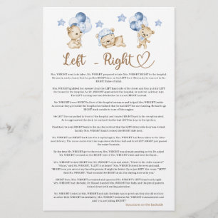 Teddy bear boy baby shower  Left Right