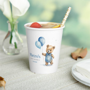 Teddy Bear Boy Baby Shower Paper Cups