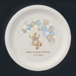 Teddy Bear Boy Baby Shower Paper Plates<br><div class="desc">Bear boy baby shower paper plates. Trendy design in blue,  brown and beige. Features watercolor cute teddy bear,  balloons and script font. Perfect for an elegant boho style shower celebration. Personalize with your own details..</div>