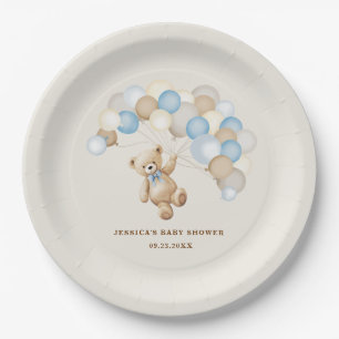 Teddy Bear Boy Baby Shower Paper Plates