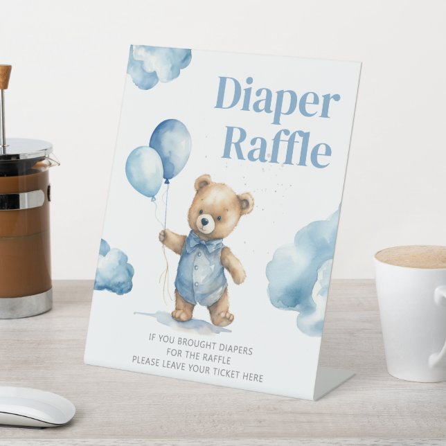 Teddy Bear Boy Baby Shower Pedestal Sign (In SItu)