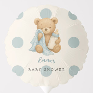 Teddy Bear Boy Baby Shower Polka Dot Balloon