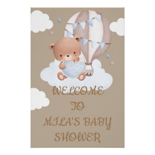Teddy Bear boy baby shower Poster