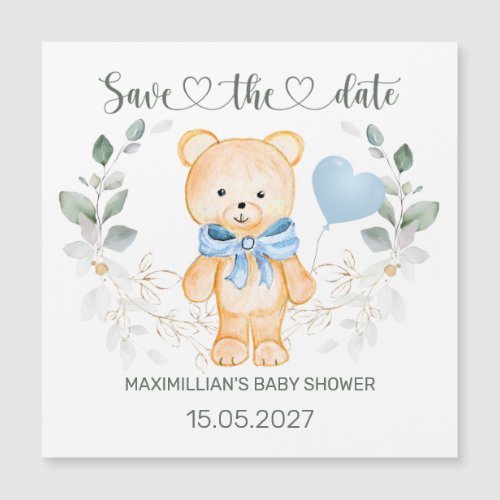 Teddy Bear Boy Baby Shower  Save the date