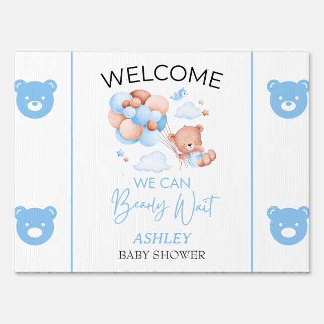 Teddy Bear Boy Baby Shower Sign (Front)