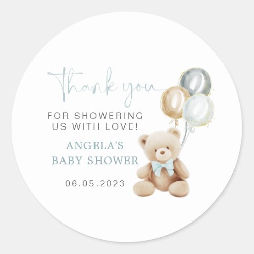 Teddy Bear Boy Baby Shower Sticker