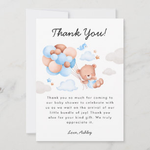 Teddy Bear Boy Baby Shower Thank You Card