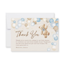 Teddy Bear Boy Baby Shower Thank You Card