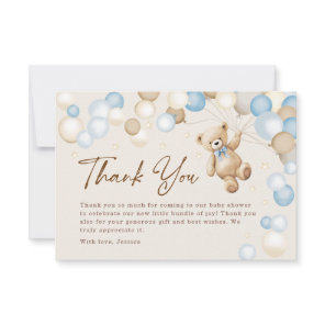 Teddy Bear Boy Baby Shower Thank You Card