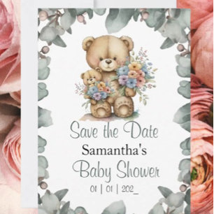 Teddy Bear Boy Baby Shower Theme Invitation
