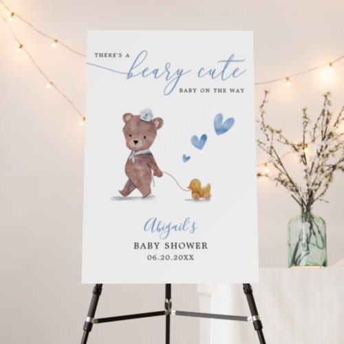 Teddy Bear Boy Baby Shower Welcome Sign