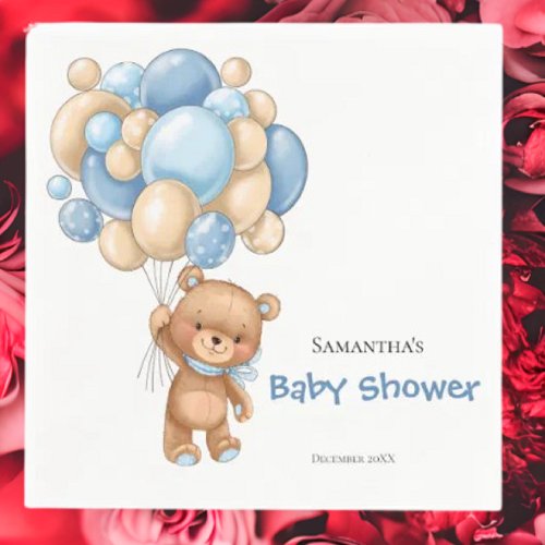 Teddy Bear Boy Baby Shower _White Napkins