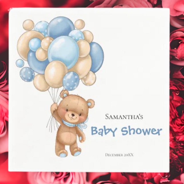 Teddy Bear Boy Baby Shower -White Napkins (Planning A Party Is Fun When You Shop With Us. Find Everything You Need)
