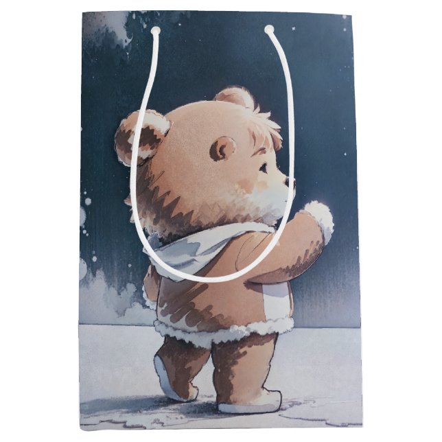 Teddy Bear Boy Bearly Wait Baby shower  Medium Gift Bag (Front)