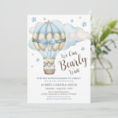 Teddy Bear Boy Bearly Wait Twin Baby Shower Invitation (Standing Front)