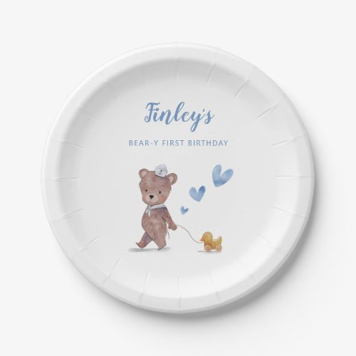 Teddy Bear Boy Birthday Party Paper Plates