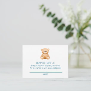 Teddy Bear Boy Blue Baby Shower Enclosure Card