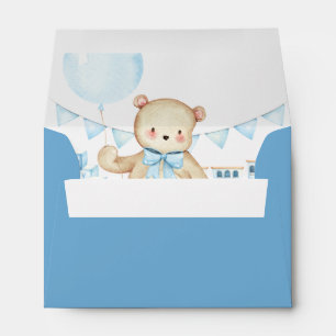 Teddy Bear Boy Blue Baby Shower Envelopes