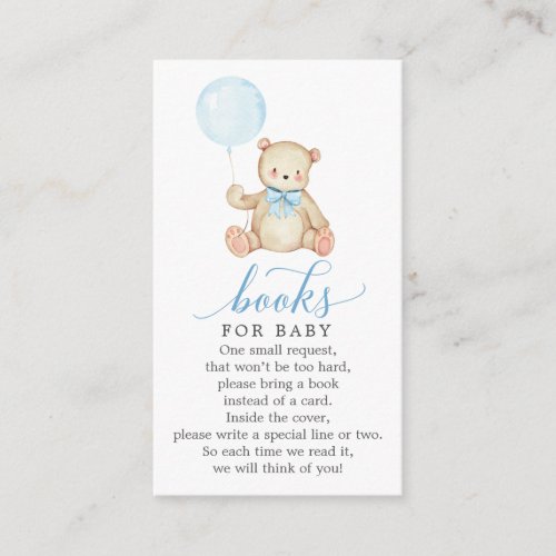 Teddy Bear Boy Book Request Baby Shower Card