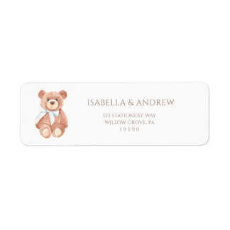 Teddy Bear Boy Classic Baby Shower Address Label