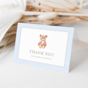 Teddy Bear Boy Classic Baby Shower Letterpress Thank You Card