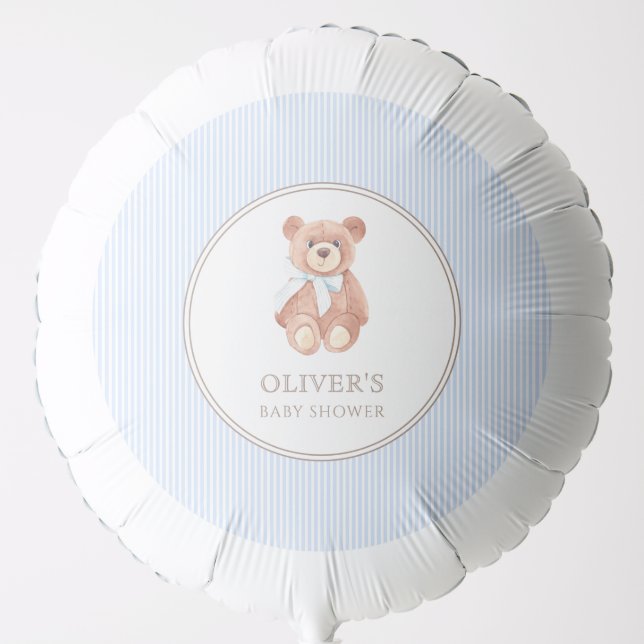 Teddy Bear Boy Classic Baby Shower Party Balloon (Front)