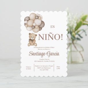 Teddy Bear Boy Spanish Invitation
