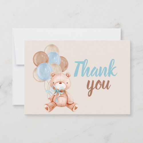 Teddy Bear Boy Thank you Note Card