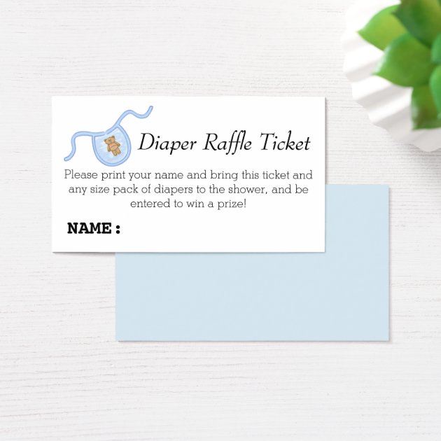 Teddy Bear Boys Baby Shower Diaper Raffle Ticket