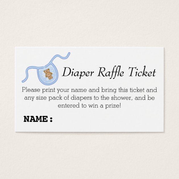 Teddy Bear Boys Baby Shower Diaper Raffle Ticket