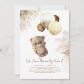 Teddy Bear Brown and Gold Balloons Baby Shower Invitation (Front)
