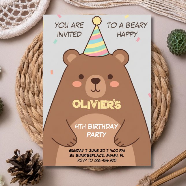 Teddy bear brown any age birthday invitation (Creator Uploaded)