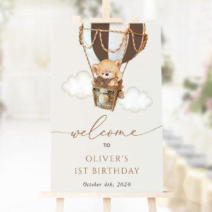 Teddy Bear, Brown Balloon, First Birthday Welcome Foam Board