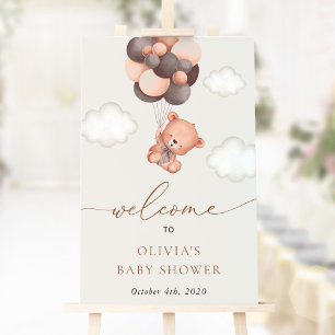 Teddy Bear, Brown Balloons, Baby Shower Welcome Foam Board