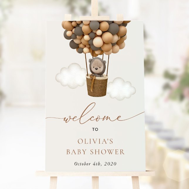 Teddy Bear, Brown Balloons, Baby Shower Welcome Foam Board (Creator Uploaded)